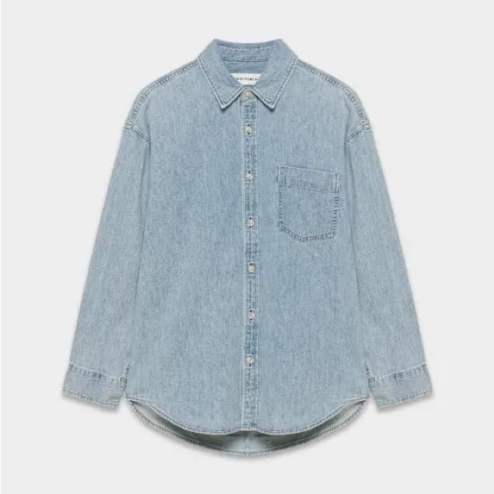 Denim Forum Light Blue Washed Denim Button-Down Shirt
